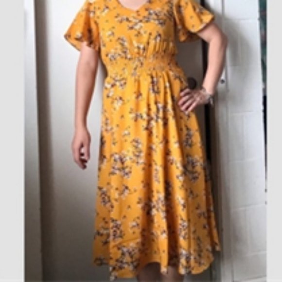 GARDENWED FLORAL CHIFFON DRESS-NWOT - Picture 3 of 6